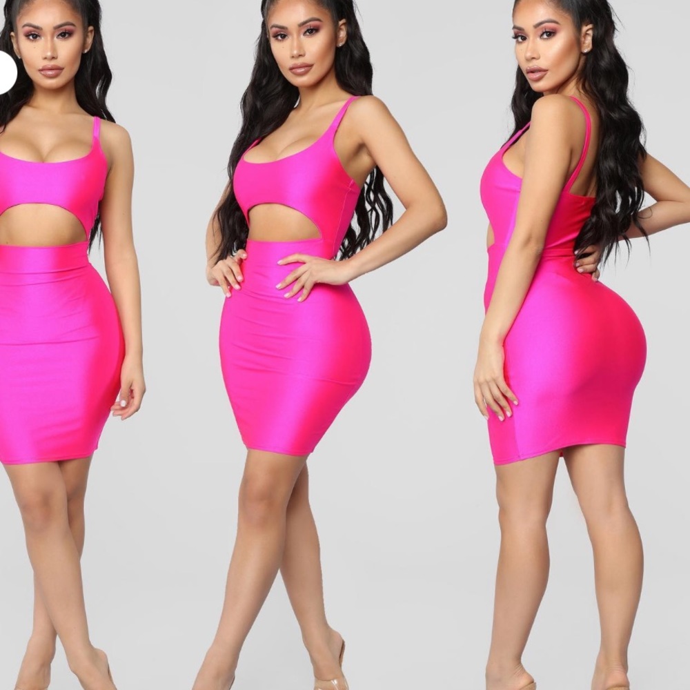 FashionNova Cut To The Chase Mini Dress Hot Pink